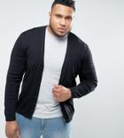 Asos Design Plus Cotton Cardigan In Black - Black