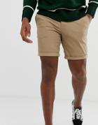 Asos Design Slim Chino Shorts In Stone - Stone