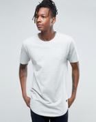 Only & Sons Longline T-shirt With Curved Hem - Gray