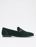 Asos Design Woven Velvet Loafers In Green With Snaffle - Green