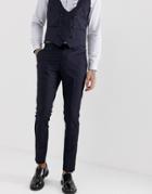 Devils Advocate Skinny Fit Tuxedo Suit Pants - Navy