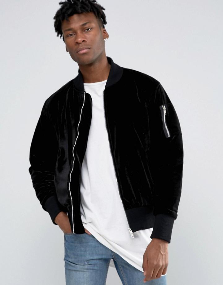 Other Uk Velvet Bomber Jacket - Black