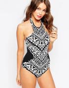 Seafolly Kasbah High Neck Swimsuit - Black