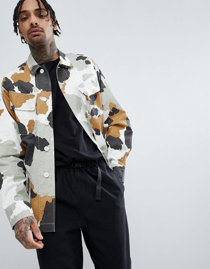 Maharishi Camo Mountain Jacket In Nylon Ripstop - White