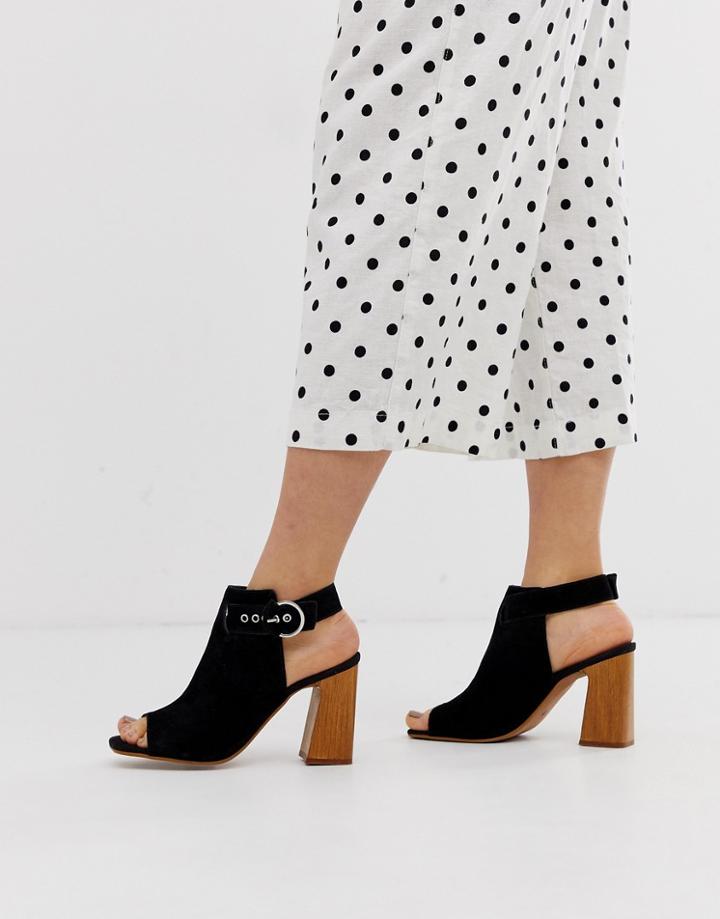 Asos Design Hacienda Leather Peep Toe Boots - Black