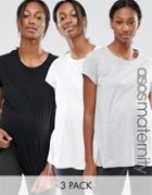 Asos Maternity Crew Neck T-shirt 3 Pack - Multi