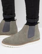 Asos Chelsea Boots In Gray Suede With White Sole - Gray