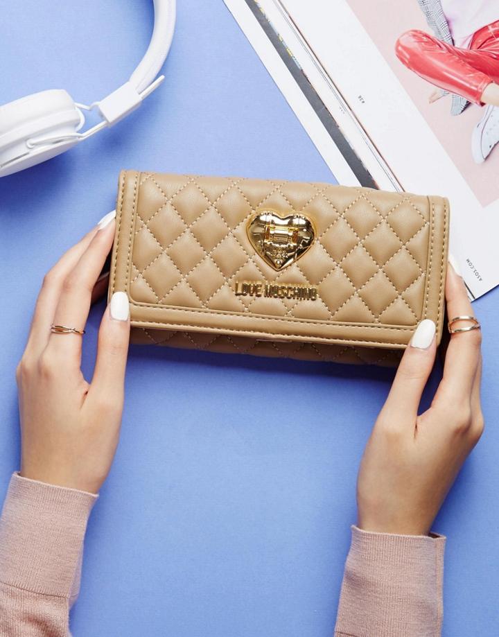 Love Moschino Quilted Purse - Beige