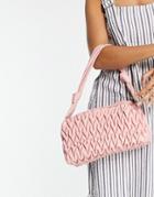 Glamorous Textured Shoulder Bag In Pink