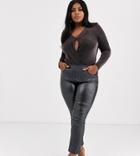 Simply Be Jeggings In Black Glitter