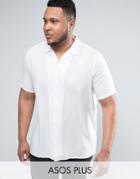 Asos Plus Oversized Viscose Shirt With Revere Collar In White - White