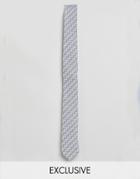 Noak Linen Tie In Jagged Design - Gray