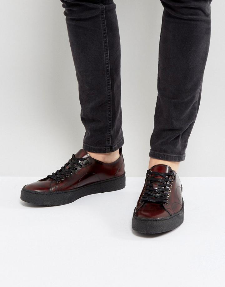 Fred Perry X George Cox Creeper Leather Shoes In Red - Red