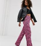 Asos Design Tall Wide Leg Pants In Bright Snake Print - Multi