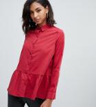Boohoo Exclusive Peplum Shirt In Red - Red