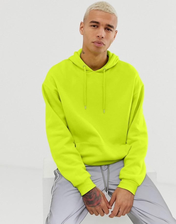 Asos Design Oversized Hoodie In Acid Lime-green