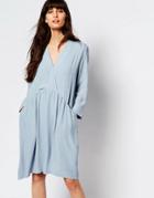 Just Female Lola Smock Dress In Celestial Blue - Celestial Blue