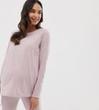 Asos Design Maternity Mix & Match Marl Long Sleeve Pyjama Jersey T-shirt - Pink