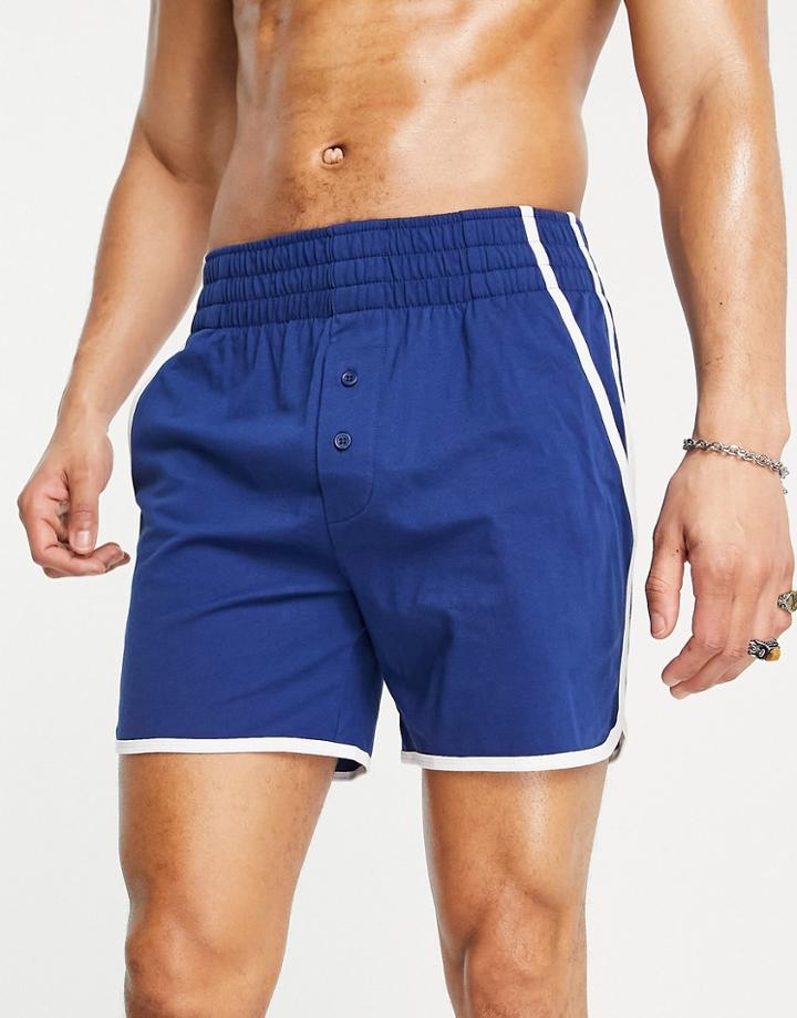 Asos Design Lounge Jersey Short With Binding In Royal Blue-navy