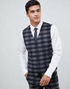Jack & Jones Premium Suit Vest In Check - Navy