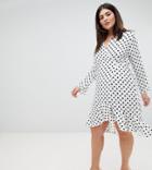 Boohoo Plus Polka Dot Wrap Dress - Black