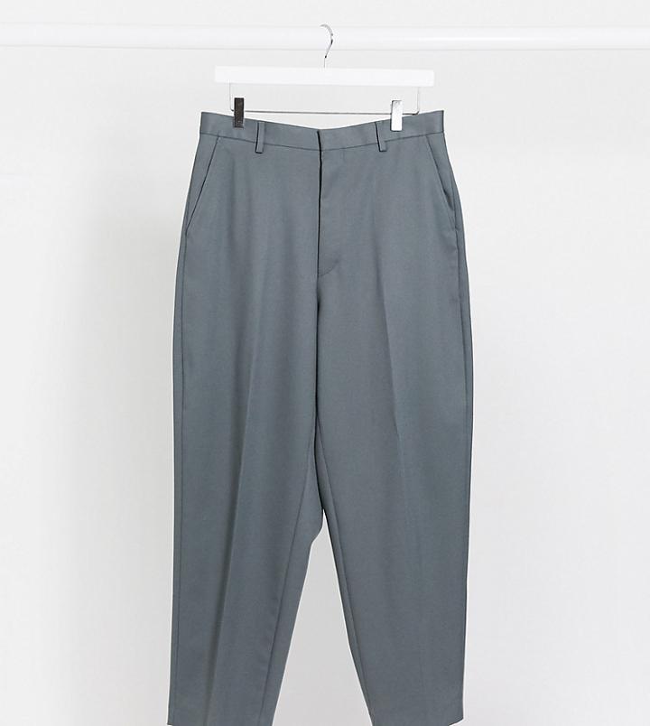 Reclaimed Vintage Inspired Wide Leg Smart Pants In Dark Gray-navy