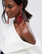Asos Statement Acrylic Color Drench Chandelier Earrings - Red