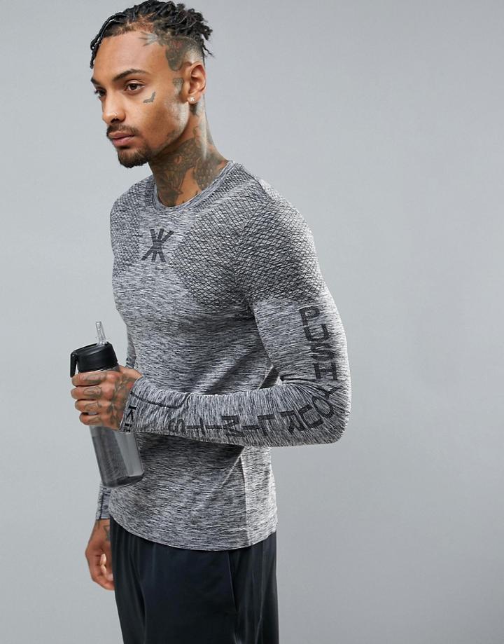 Ki5-a Long Sleeve Seamless Top - Gray