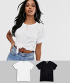 Asos Design Oversized Boyfriend T-shirt With Roll Sleeve In 2 Pack Save - Multi