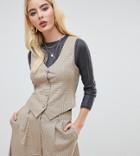 Unique21 Sleeveless Vest In Check Two-piece - Brown