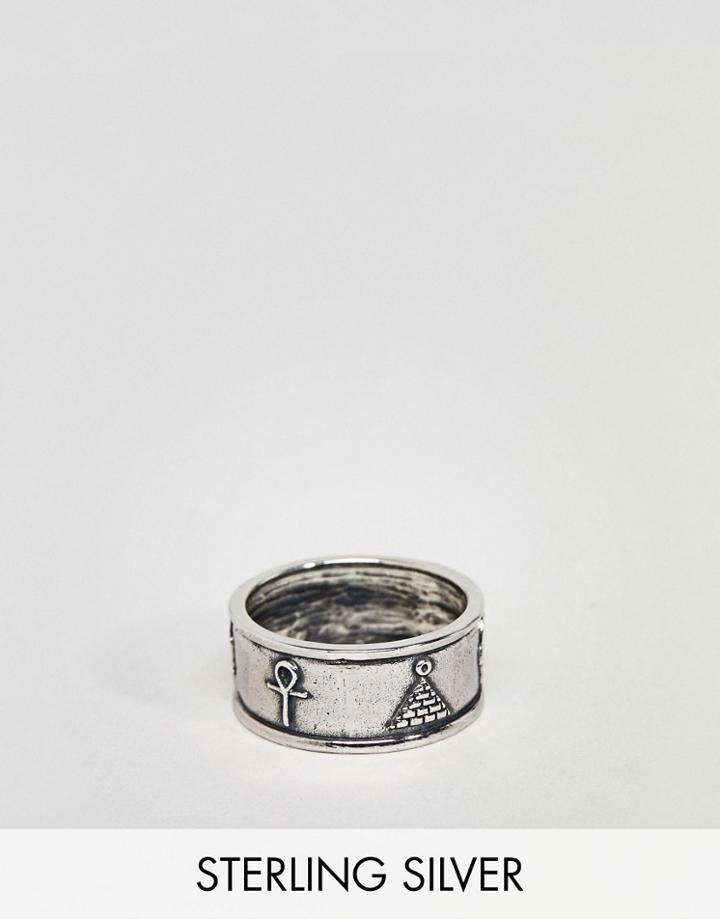 Asos Design Egyptian Sterling Silver Ring - Silver