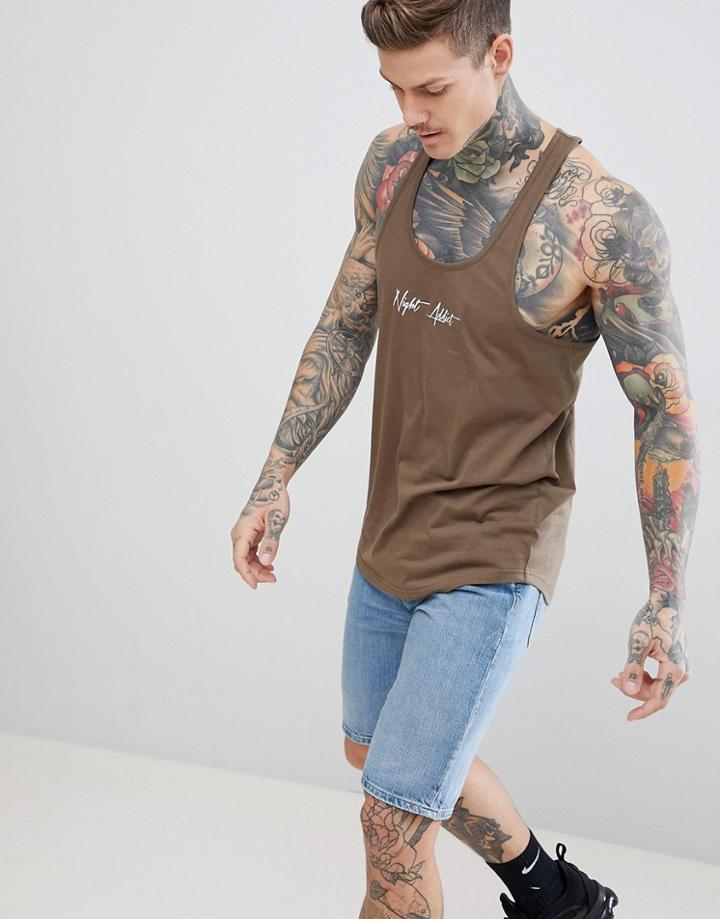 Night Addict Basic Script Logo Tank - Green