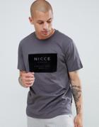 Nicce T-shirt In Gray With Velour Box Logo - Gray