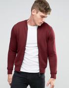 Armani Jeans Sweat Bomber Jacket With Back Eagle Logo In Burgundy - Re
