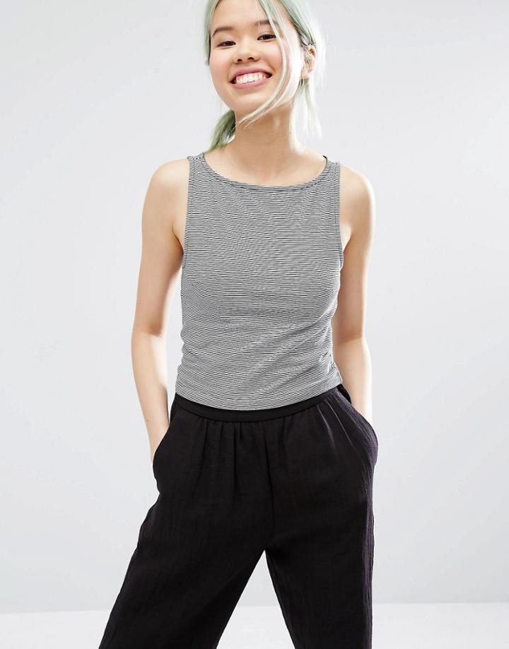 Monki Striped Crop Top
