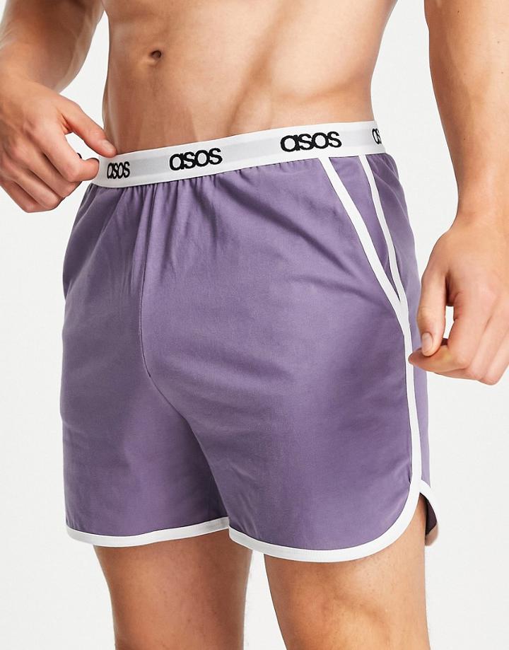 Asos Design Lounge Runner Short In Purple With Contrast Piping