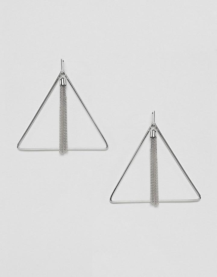 Missguided Triangle Chain Silver Earrings - Silver