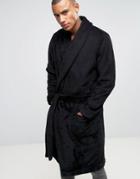 Asos Fleece Shawl Neck Robe - Black