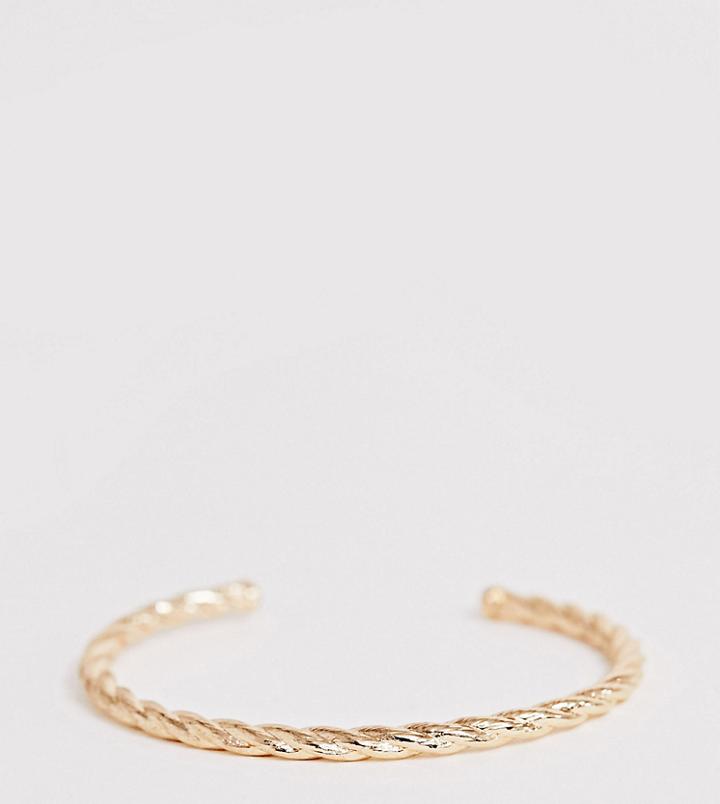 Asos Design Curve Twist Cuff Bracelet In Gold Tone - Gold