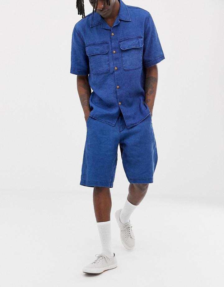 Kings Of Indigo Cronus Linen Shorts In Navy - Navy