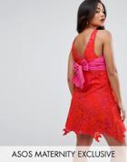 Asos Maternity Lace Overlay Dress - Red