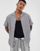 Asos Design Oversized Linen Shirt With Revere Collar In Gray