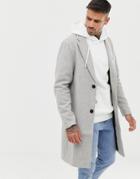 Pull & Bear Overcoat In Gray - Gray