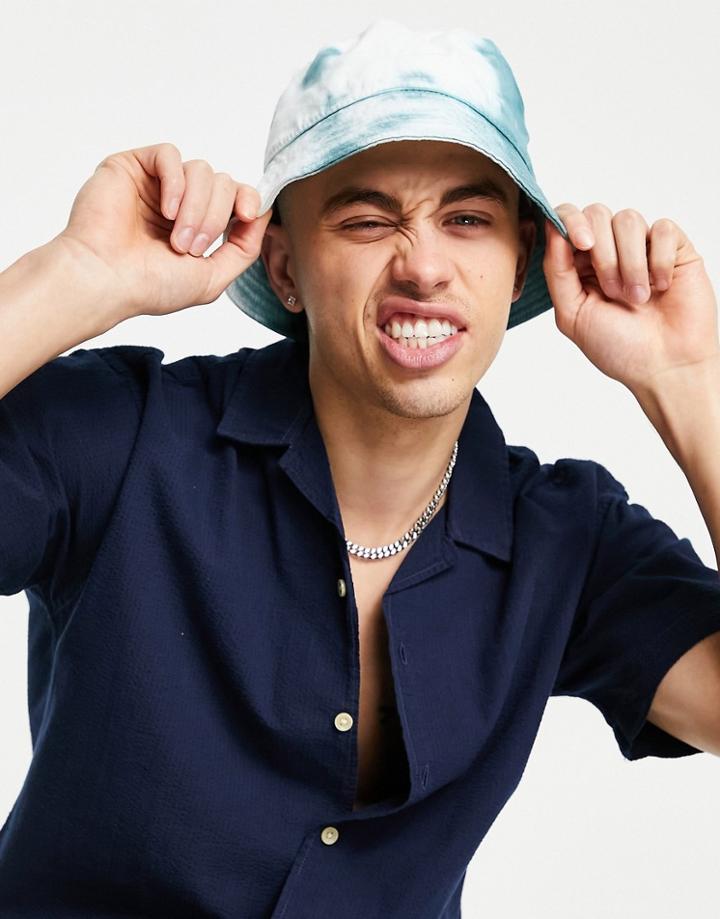 Jack & Jones Bucket Hat In Green Tie Dye