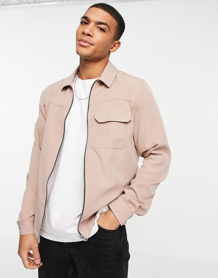 River Island Overshirt Jacket In Light Pink