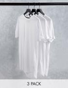 Soul Star 3 Pack Longline T-shirts In White