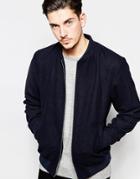 Stanley Adams Wool Rich Melton Bomber Jacket - Navy