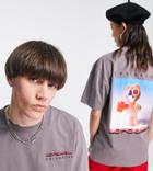 Collusion Unisex Charcoal T-shirt With Bear Print-gray