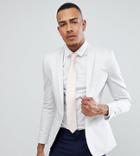 Asos Design Tall Super Skinny Blazer In Ice Gray Cotton Sateen - Gray