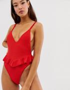 Montce Cynthia Textured Swimsuit In Crimson